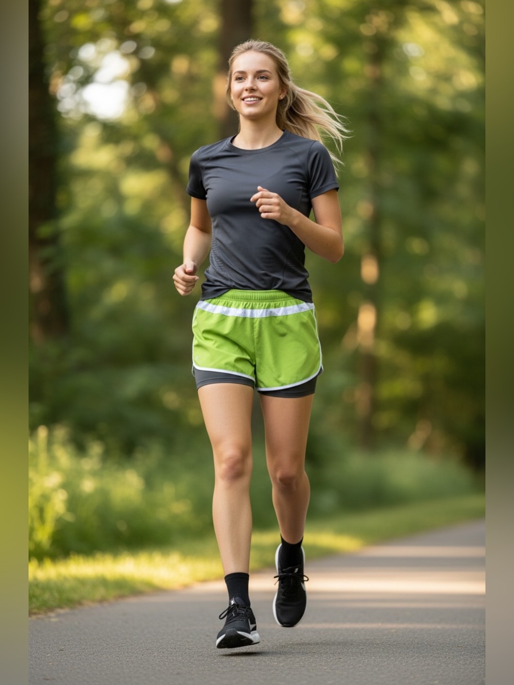 Athleta Ready Set 2-in-1 Running Shorts Green Small